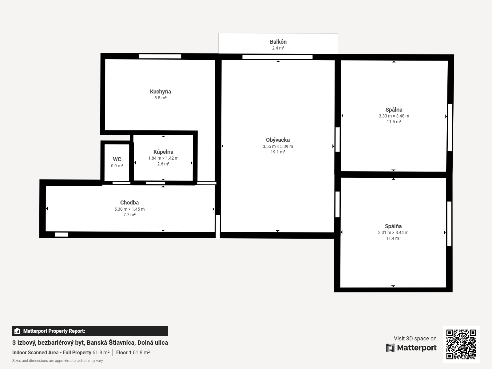 Na Predaj, 3 izbový byt s balkónom, 67 m2, Banská Štiavnica