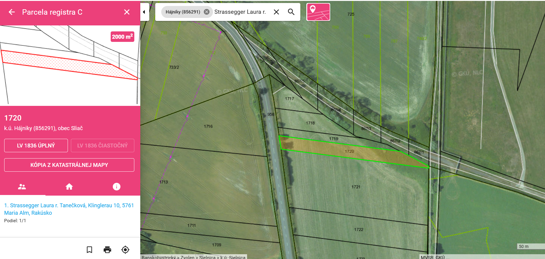 Na predaj, Pozemok v Sliači, smer na Sielnicu, 2000 m2