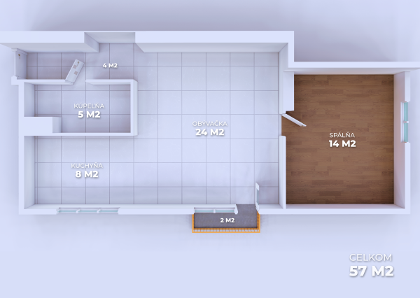 PREDANÉ  Na predaj 2 izb. byt, 62 m2 s pozemkom, Bakova Jama - Zvolen