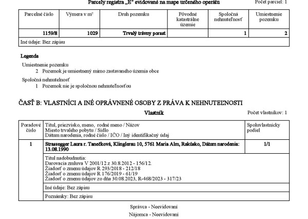 Na predaj, Pozemok v Sielnici, smer Brestová, 1029 m2
